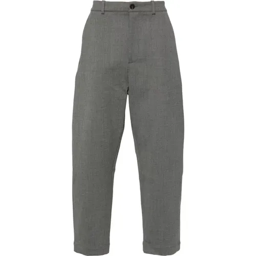 Straight Trousers, male, , Size: XL Grey Twill Tapered Leg Pants - Studio Nicholson - Modalova