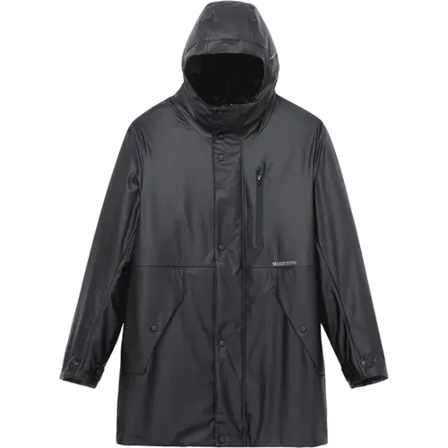 Rain Jackets, male, , Size: M Waterproof Hooded Jacket with Materials - Krakatau - Modalova