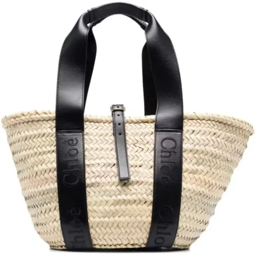 Black Leather Handbag Web Pattern , female, Sizes: ONE SIZE - Chloé - Modalova