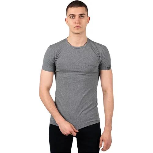 Figurbetontes Rundhals T-Shirt mit Markenlogo , Herren, Größe: L - Emporio Armani - Modalova