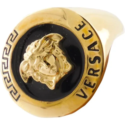 Rings, male, , Size: 56 MM Medusa Relief Ring - Versace - Modalova