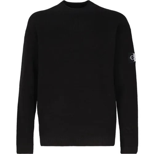 Schwarze Sweaters mit 98% Baumwolle , Herren, Größe: S - Calvin Klein - Modalova