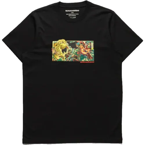Samurai Tiger Print T-Shirt , Herren, Größe: L - Maharishi - Modalova