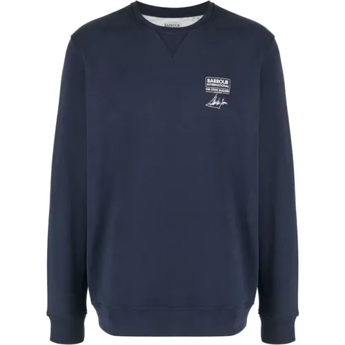 Blaue Sweaters mit Watch Logo , Herren, Größe: L - Barbour - Modalova