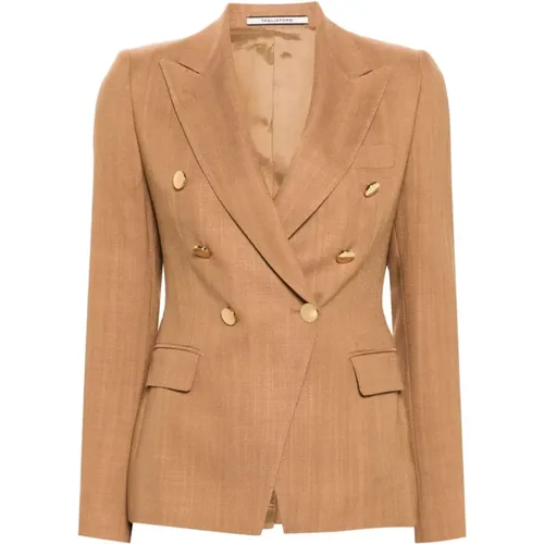 Brauner Doppelreihiger Blazer , Damen, Größe: M - Tagliatore - Modalova