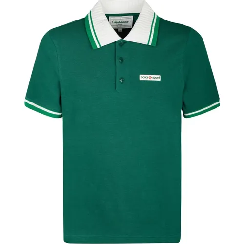 Grünes Piqué Polo Shirt , Herren, Größe: XL - Casablanca - Modalova