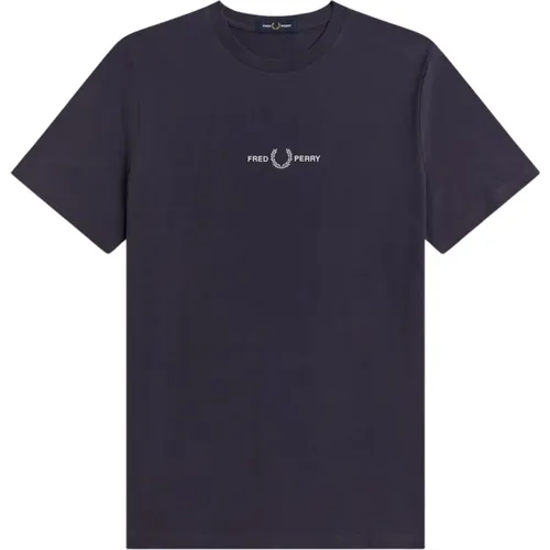 Embroidered Logo T-Shirt Dark Graphite , male, Sizes: XL - Fred Perry - Modalova