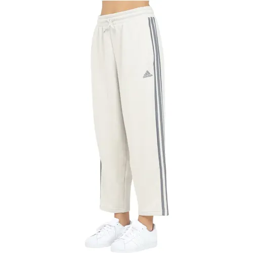 Essentials 3-Stripes Open Hem Fleece Hose , Damen, Größe: L - Adidas - Modalova