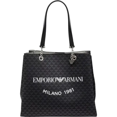 Tote Bags, female, , Size: ONE SIZE Logo Tote Bag with Magnet Closure - Emporio Armani - Modalova