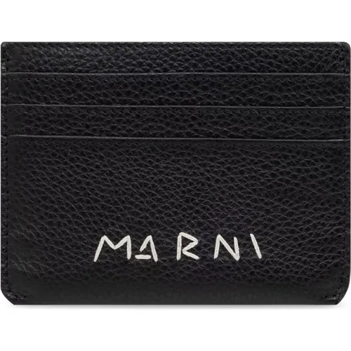 Wallets & Cardholders, male, , Size: ONE SIZE Leather card case - Marni - Modalova