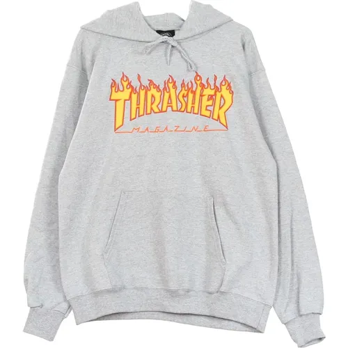 Hoodies, unisex, , Size: S Flame Hooded Sweatshirt Grey/Yellow - Thrasher - Modalova