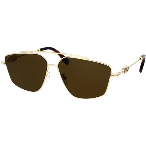 Glamorous Geometric Sunglasses with Gold Frame and Roviex Lenses , male, Sizes: 58 MM - Fendi - Modalova
