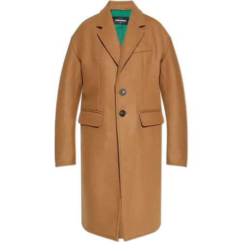 Single-Breasted Coats, female, , Size: M Wool coat - Dsquared2 - Modalova