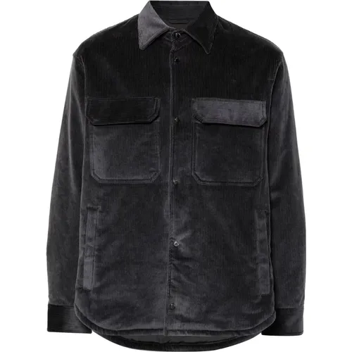 Corduroy Shirt Jacket with Button Closure , male, Sizes: M - Emporio Armani - Modalova