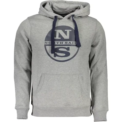 Hoodies, male, , Size: XL Hooded Sweatshirt Grey Long Sleeve Print - North Sails - Modalova