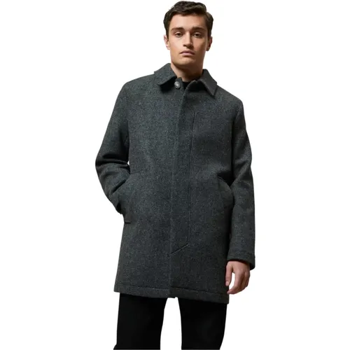 Single-Breasted Coats, male, , Size: L Classic Wool T-Coat in Dark Grey - Brixtol Textiles - Modalova