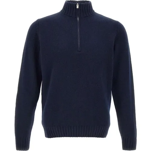 Turtlenecks, male, , Size: 2XL Men's Wool Cashmere Sweater Navy - Filippo De Laurentiis - Modalova