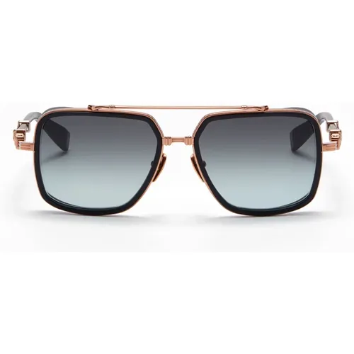 Sunglasses, male, , Size: ONE SIZE Rose Gold/Black Navigator Sunglasses - Balmain - Modalova