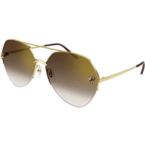 Stylish Brown Sunglasses , male, Sizes: 64 MM - Cartier - Modalova