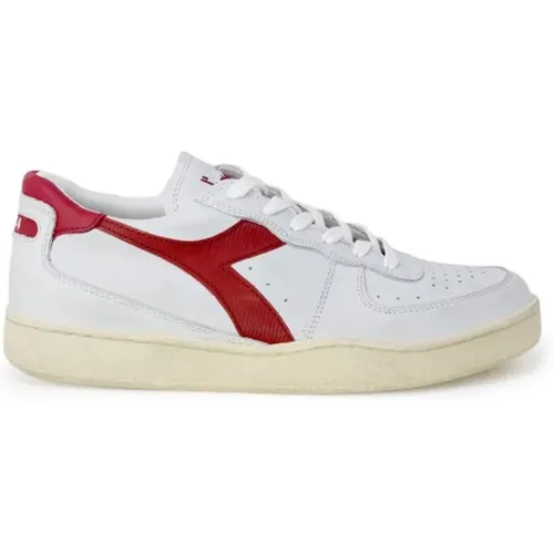 Sneakers, male, , Size: 9 1/2 US Red Lace-Up Leather Sneakers - Diadora - Modalova