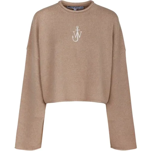 Beiger Cropped Jumper mit Anchor Logo - JW Anderson - Modalova