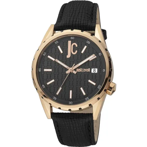 Watches, male, , Size: ONE SIZE Elegant Analog Date Watch Leather - Just Cavalli - Modalova