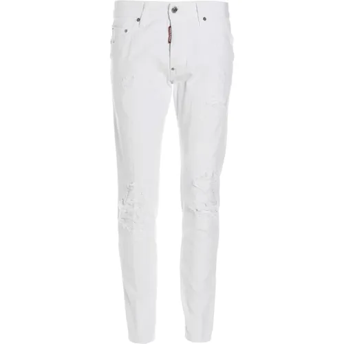 Slim-Fit Weiße Denim Jeans , Herren, Größe: S - Dsquared2 - Modalova
