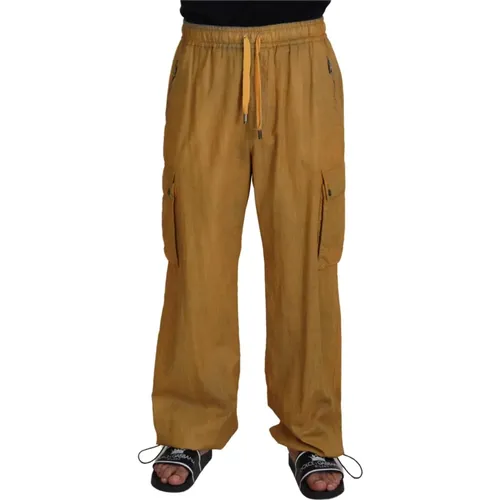 Wide Trousers, male, , Size: M Linen Drawstring Cargo Pants, Luxury Upgrade - Dolce & Gabbana - Modalova