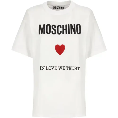 T-Shirts, female, , Size: M In Love We Trust T-shirt - Moschino - Modalova