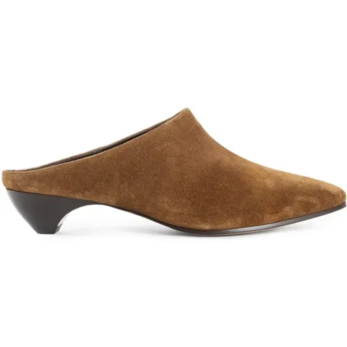 Heeled Mules, female, , Size: 7 1/2 US Taupe Suede Mule with Low-Cut Vamps - Le Monde Beryl - Modalova