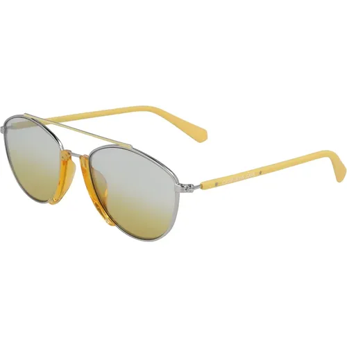 Ckj19306S-701 Sonnenbrille Gelb/Silber Spiegel,Rosa Silber Verspiegelte Sonnenbrille CKJ19306S-655,Lila Silber Verspiegelte Sonnenbrille Ckj19306S-500 - Calvin Klein - Modalova