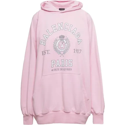 Oversized Hoodie With College-style Logo Print , female, Sizes: S - Balenciaga - Modalova