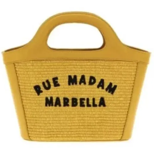 Gelbe Mini Strohtasche mit Stickerei - Rue Madam - Modalova