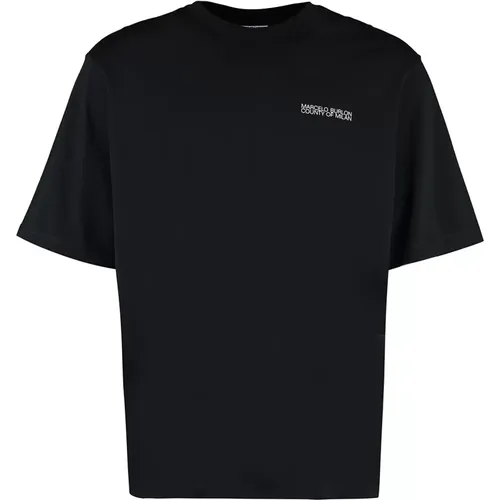 Baumwoll-Crew-Neck T-Shirt mit Rückendruck , Herren, Größe: M - Marcelo Burlon - Modalova