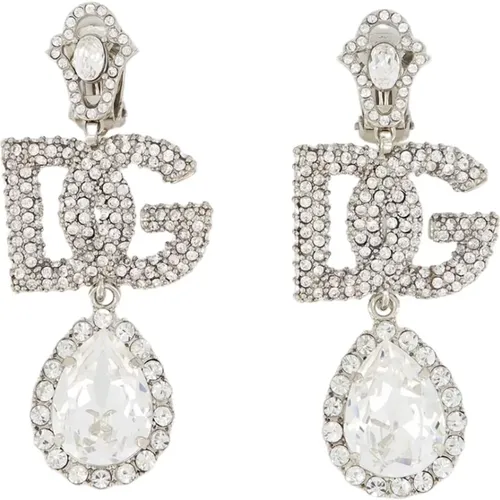 DG Logo Crystal-Embellished Earrings , female, Sizes: ONE SIZE - Dolce & Gabbana - Modalova