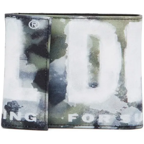 Portemonnaie mit Klettverschluss und Wasserfarbe-Logo , Herren, Größe: ONE Size - Diesel - Modalova