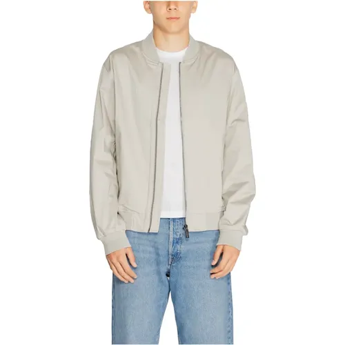 Bomber Jackets, male, , Size: 2XL Grey Zip-Up Jacket Men Fall/Winter - Calvin Klein - Modalova