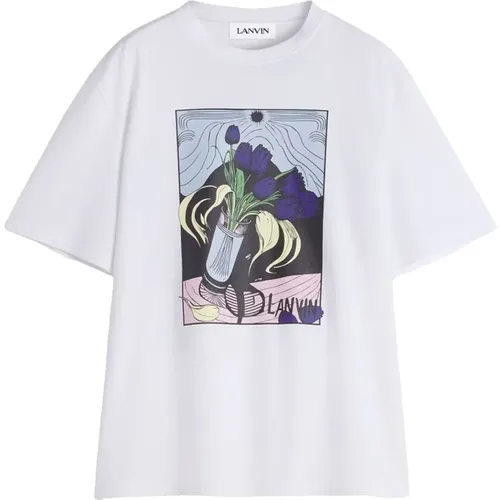 T-Shirts, male, , Size: M Graphic Print Crew Neck T-shirts - Lanvin - Modalova