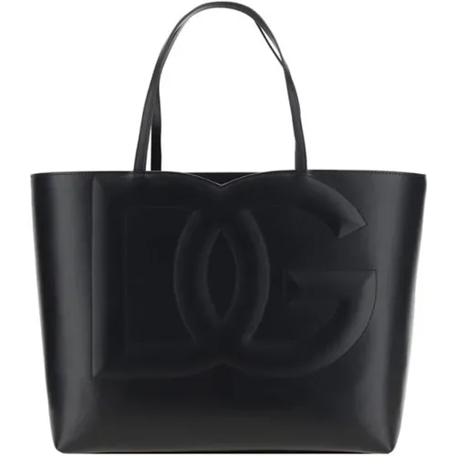 Tote Bags, female, , Size: ONE SIZE Stylish Calfskin Handbag with Zipper Pocket - Dolce & Gabbana - Modalova