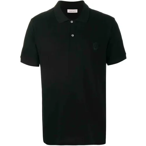 Schwarzes Polo T-Shirt mit Skull Patch , Herren, Größe: M - alexander mcqueen - Modalova