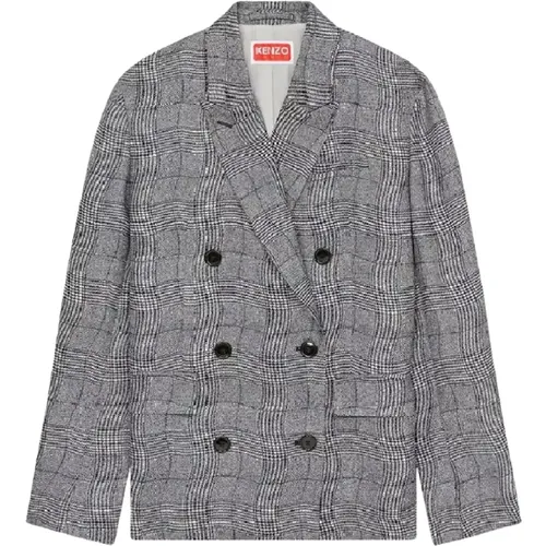 Blazers, female, , Size: XS Plaid Oversized Double-Breasted Blazer - Kenzo - Modalova