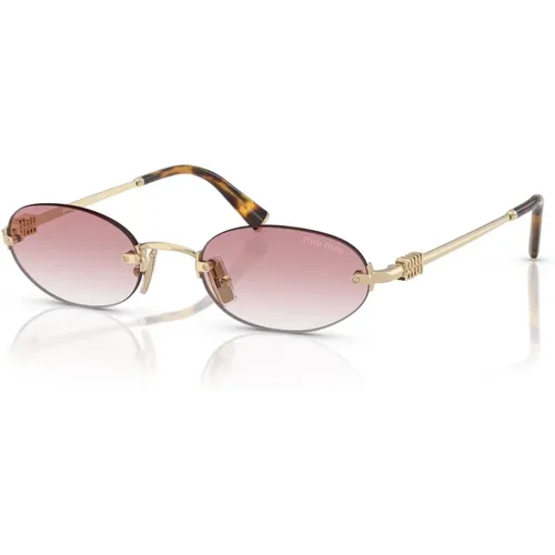 Sunglasses, female, , Size: 51 MM Gold Pink Shaded Sunglasses - Miu Miu - Modalova
