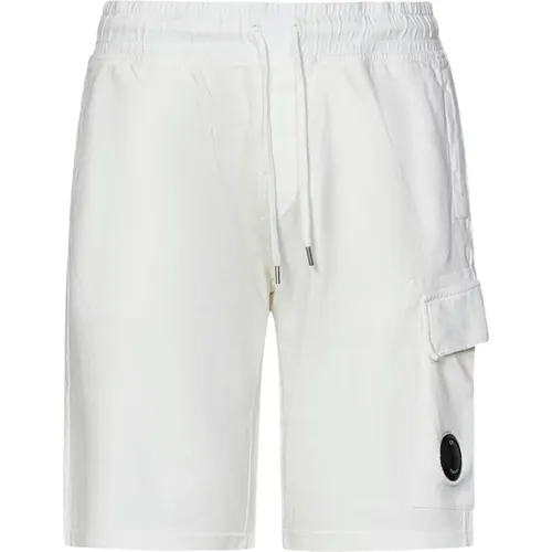 Weiße Shorts mit elastischem Bund und Cargotasche , Herren, Größe: L - C.P. Company - Modalova