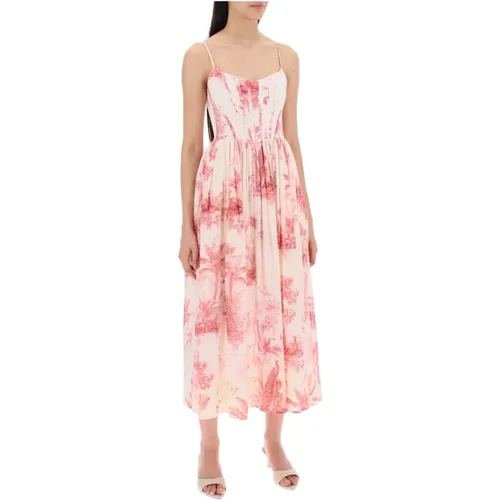 Floral Print Corset Midi Dress , female, Sizes: XS, S - Zimmermann - Modalova