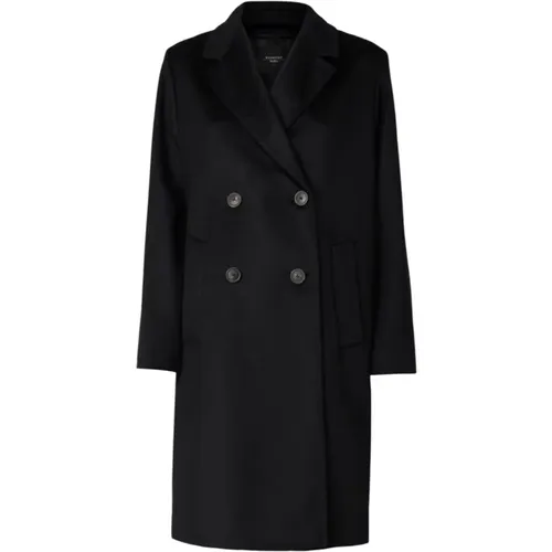 Double-Breasted Coats, female, , Size: S Wool Double-Breasted Midi Coat - Max Mara Weekend - Modalova