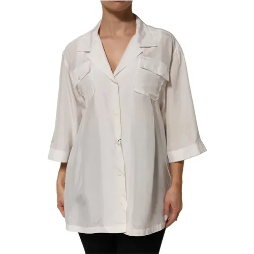 Shirts, female, , Size: M Silk Collared Blouse Top - Dolce & Gabbana - Modalova