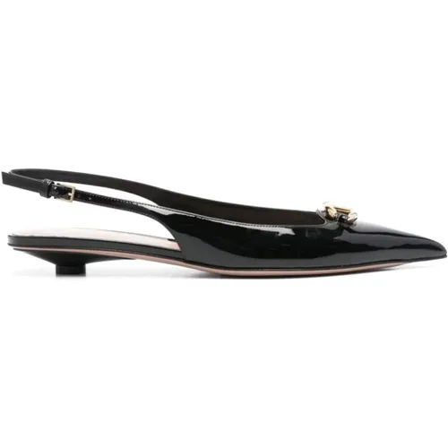 Schwarze Lackleder Spitze Flache Schuhe - Valentino Garavani - Modalova