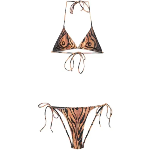 Bikinis, female, , Size: XS Printed Wood Bikini Set Black/ - Jean Paul Gaultier - Modalova