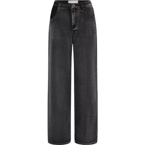 Schwarze Weite Bein Jeans Jackson Mid Waist , Damen, Größe: W29 - One Teaspoon - Modalova