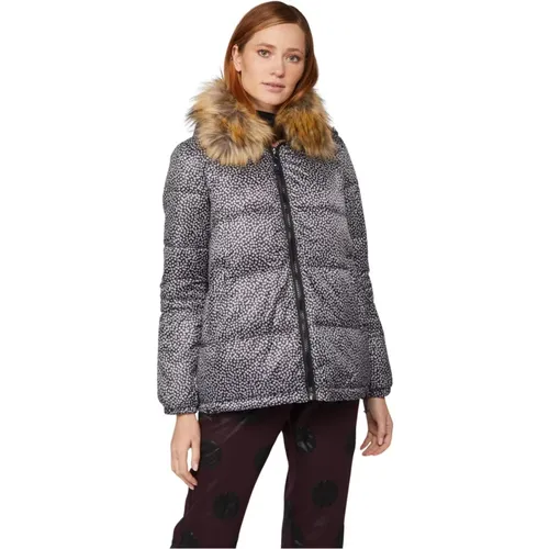 Grey Floral Print Puffer Jacket , female, Sizes: M, S - Twinset - Modalova